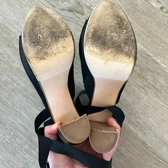 Womens JustFab Black Peep Toe Wrap Heels - 7.5 - Picture 9 of 10